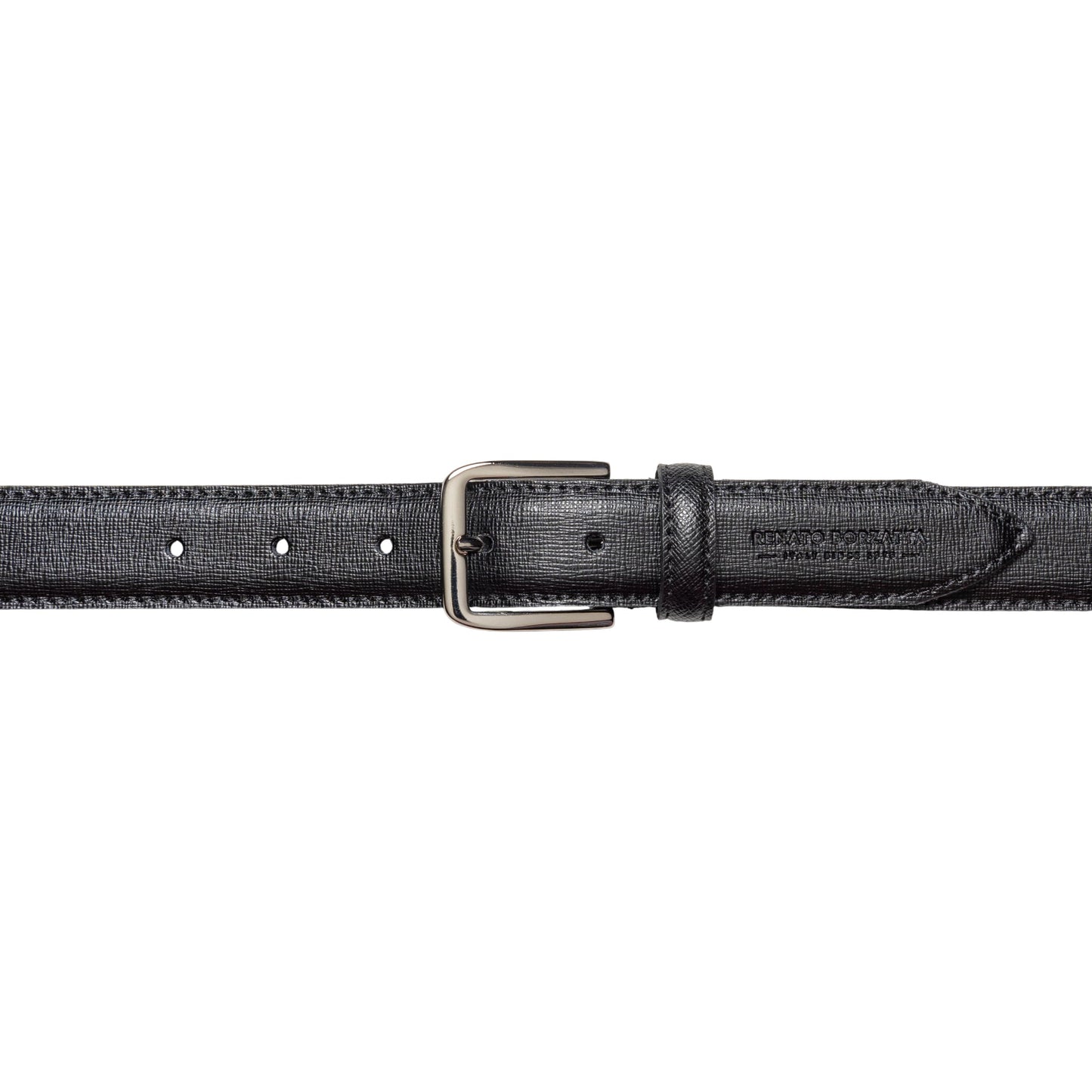 RB4017A | Cintura Donna Made in Italy in Vera Pelle Saffiano. Fibbia in finitura Argento Lucido. Colore Nero. Dimensioni: cm 115 x 3,0 x 0,5 (giro vita cm 100)