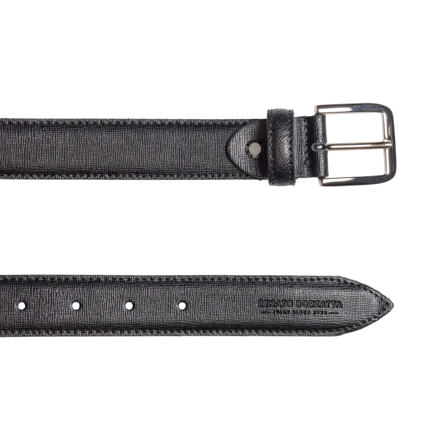 RB4017A | Cintura Donna Made in Italy in Vera Pelle Saffiano. Fibbia in finitura Argento Lucido. Colore Nero. Dimensioni: cm 115 x 3,0 x 0,5 (giro vita cm 100)