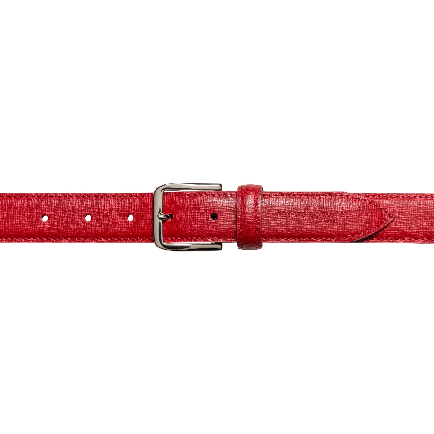 RB4017V | Cintura Donna Made in Italy in Vera Pelle Saffiano. Fibbia in finitura Argento Lucido. Colore Rosso. Dimensioni: cm 115 x 3,0 x 0,5 (giro vita cm 100)