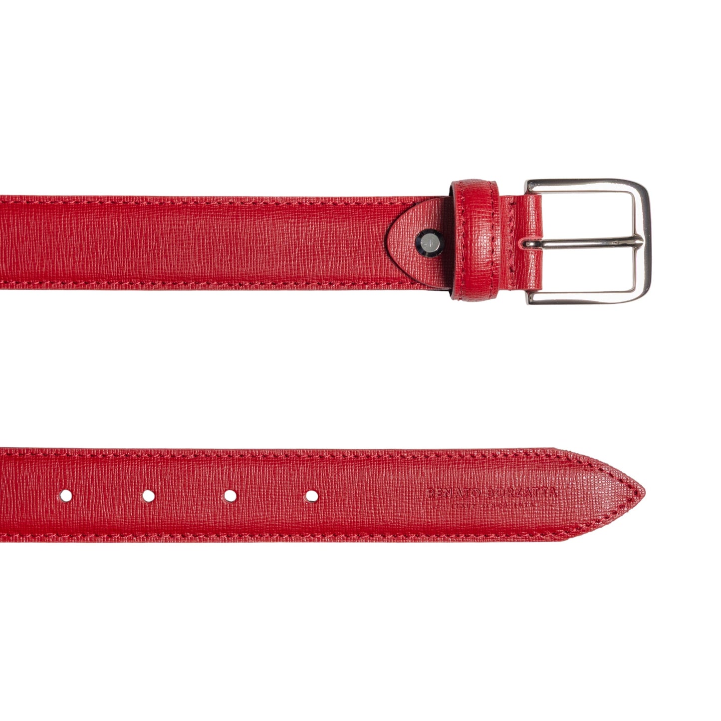 RB4017V | Cintura Donna Made in Italy in Vera Pelle Saffiano. Fibbia in finitura Argento Lucido. Colore Rosso. Dimensioni: cm 115 x 3,0 x 0,5 (giro vita cm 100)