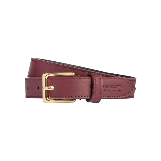 RB4019X | Cintura Donna Made in Italy in Vera Pelle Morbida Sauvage. Fibbia in finitura Oro Lucido. Colore Bordeaux. Dimensioni: cm 115 x 2,5 x 0,5 (giro vita cm 100)