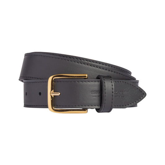 RB4020A | Cintura Donna Made in Italy in Vera Pelle Morbida Sauvage. Fibbia in finitura Oro Lucido. Colore Nero. Dimensioni: cm 115 x 3,0 x 0,5 (giro vita cm 100)