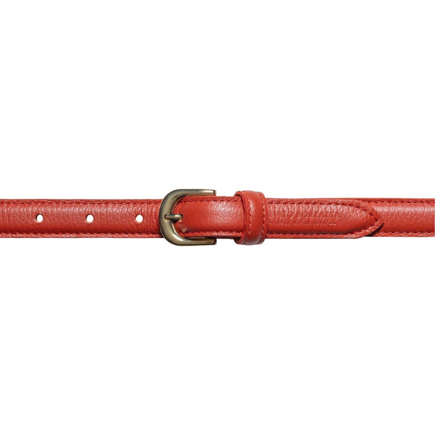 RB4021AM | Cintura Donna Made in Italy in Vera Pelle grana Dollaro. Fibbia in finitura Oro Lucido. Colore Paprika. Dimensioni: cm 115 x 2,0 x 0,5 (giro vita cm 100)