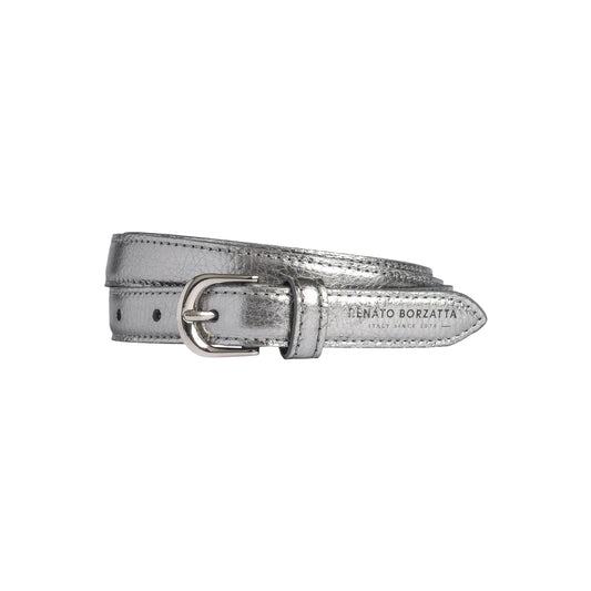 RB4021AY | Cintura Donna Made in Italy in Vera Pelle grana Dollaro. Fibbia in finitura Argento Lucido. Colore Canna di Fucile. Dimensioni: cm 115 x 2,0 x 0,5 (giro vita cm 100)