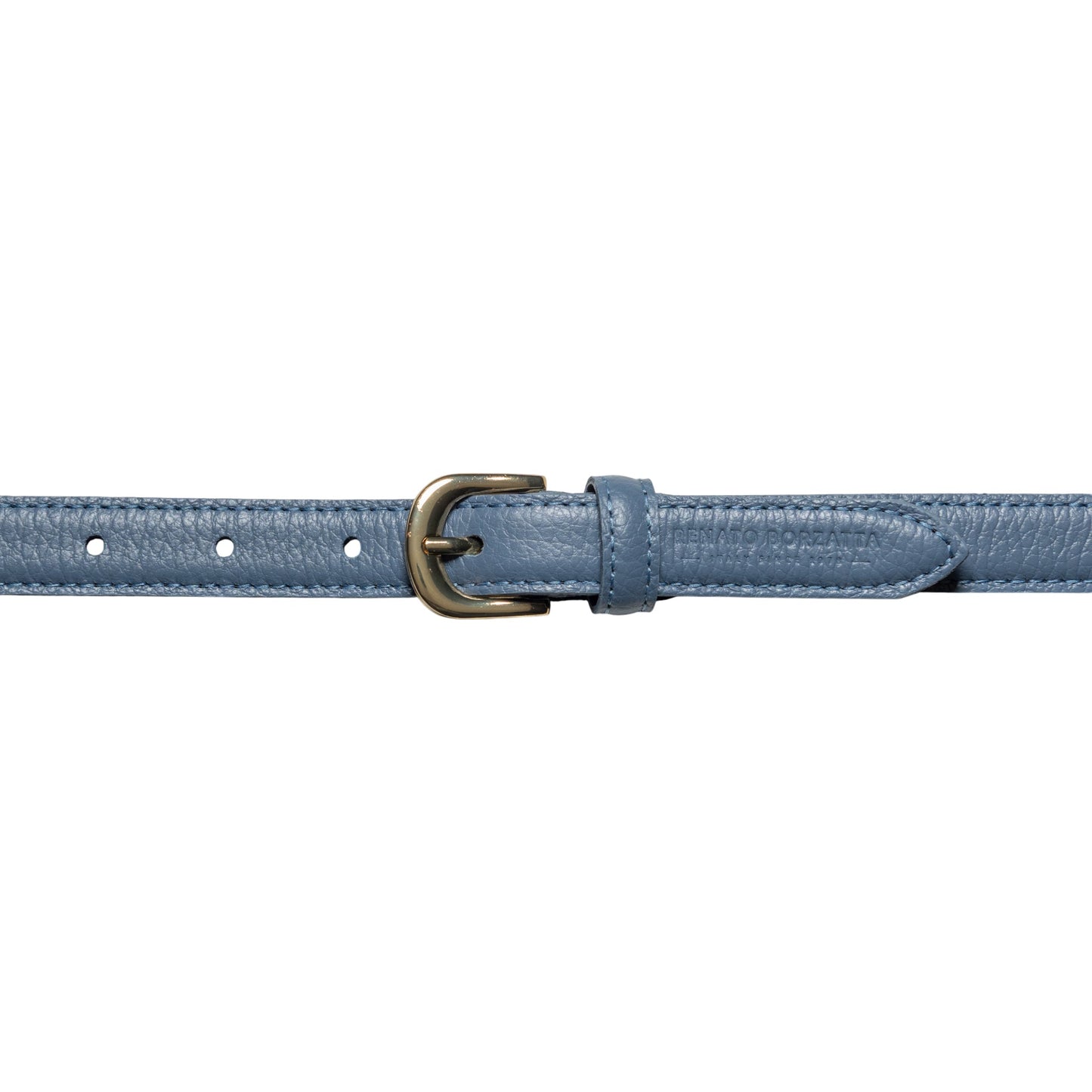RB4021P | Cintura Donna Made in Italy in Vera Pelle grana Dollaro. Fibbia in finitura Oro Lucido. Colore Avio. Dimensioni: cm 115 x 2,0 x 0,5 (giro vita cm 100)