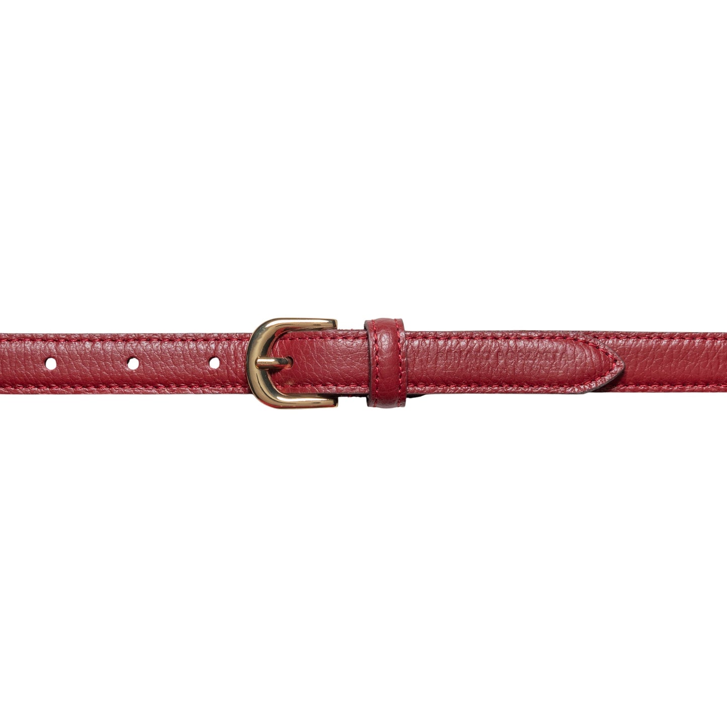 RB4021Q | Cintura Donna Made in Italy in Vera Pelle grana Dollaro. Fibbia in finitura Oro Lucido. Colore Rubino. Dimensioni: cm 115 x 2,0 x 0,5 (giro vita cm 100)