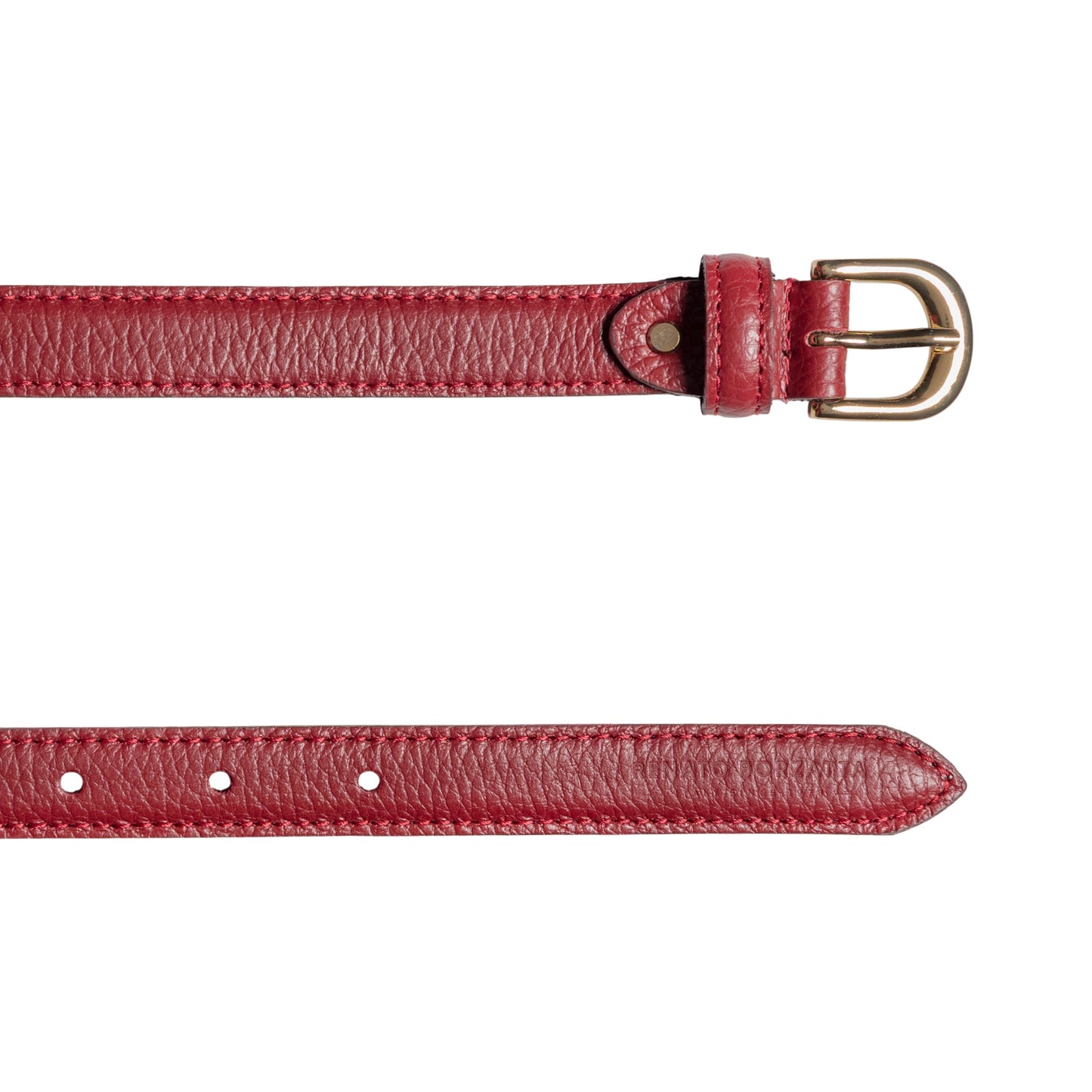 RB4021Q | Cintura Donna Made in Italy in Vera Pelle grana Dollaro. Fibbia in finitura Oro Lucido. Colore Rubino. Dimensioni: cm 115 x 2,0 x 0,5 (giro vita cm 100)