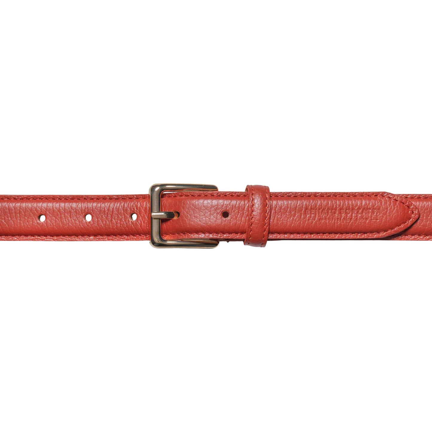 RB4022AM | Cintura Donna Made in Italy in Vera Pelle grana Dollaro. Fibbia in finitura Oro Lucido. Colore Paprika. Dimensioni: cm 115 x 2,5 x 0,5 (giro vita cm 100)