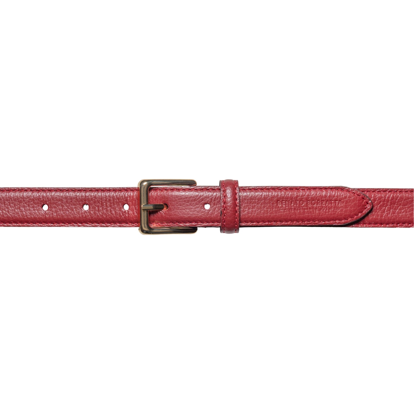 RB4022Q | Cintura Donna Made in Italy in Vera Pelle grana Dollaro. Fibbia in finitura Oro Lucido. Colore Rubino. Dimensioni: cm 115 x 2,5 x 0,5 (giro vita cm 100)