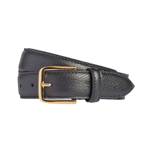 RB4023A | Cintura Donna Made in Italy in Vera Pelle grana Dollaro. Fibbia in finitura Oro Lucido. Colore Nero. Dimensioni: cm 115 x 3,0 x 0,5 (giro vita cm 100)