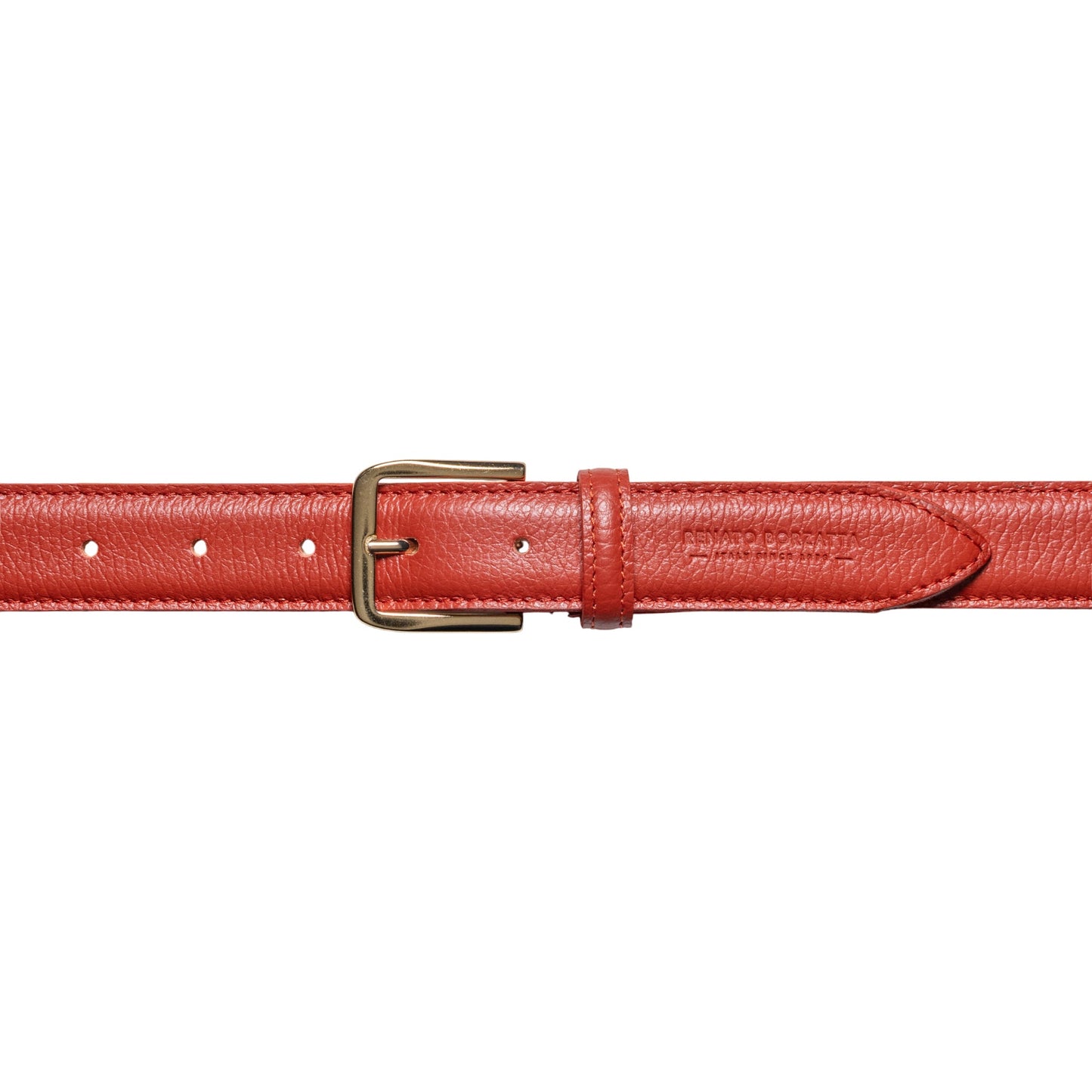 RB4023AM | Cintura Donna Made in Italy in Vera Pelle grana Dollaro. Fibbia in finitura Oro Lucido. Colore Paprika. Dimensioni: cm 115 x 3,0 x 0,5 (giro vita cm 100)