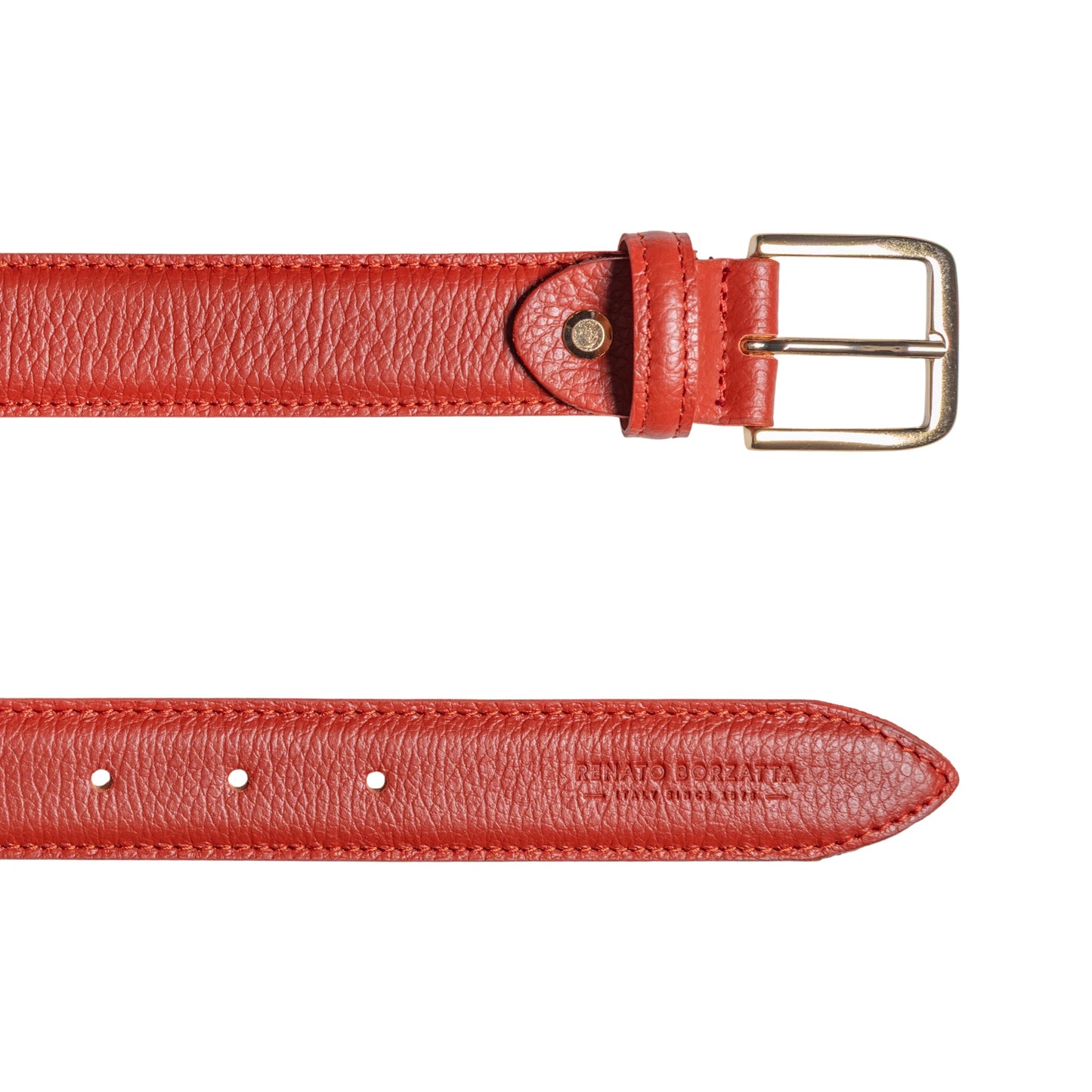 RB4023AM | Cintura Donna Made in Italy in Vera Pelle grana Dollaro. Fibbia in finitura Oro Lucido. Colore Paprika. Dimensioni: cm 115 x 3,0 x 0,5 (giro vita cm 100)
