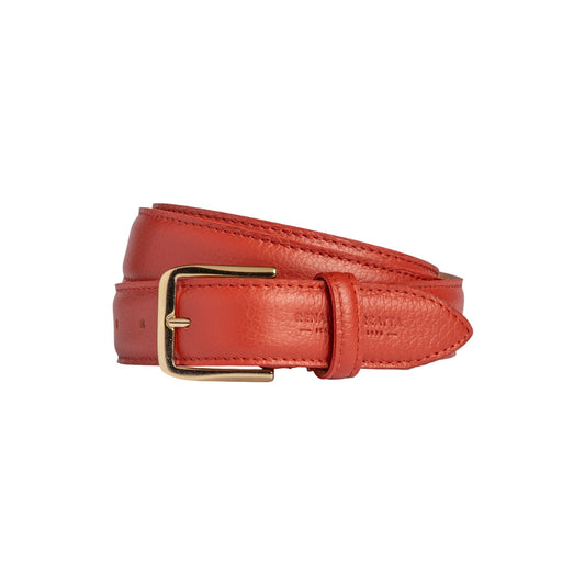 RB4023AM | Cintura Donna Made in Italy in Vera Pelle grana Dollaro. Fibbia in finitura Oro Lucido. Colore Paprika. Dimensioni: cm 115 x 3,0 x 0,5 (giro vita cm 100)