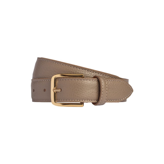 RB4023AQ | Cintura Donna Made in Italy in Vera Pelle grana Dollaro. Fibbia in finitura Oro Lucido. Colore Taupe. Dimensioni: cm 115 x 3,0 x 0,5 (giro vita cm 100)