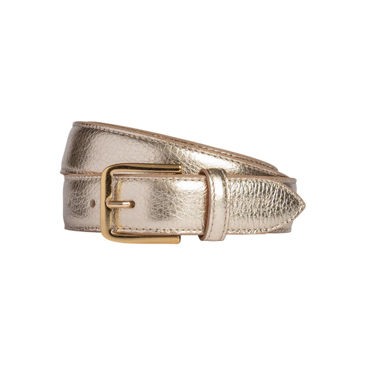 RB4023AS | Cintura Donna Made in Italy in Vera Pelle grana Dollaro. Fibbia in finitura Oro Lucido. Colore Oro. Dimensioni: cm 115 x 3,0 x 0,5 (giro vita cm 100)