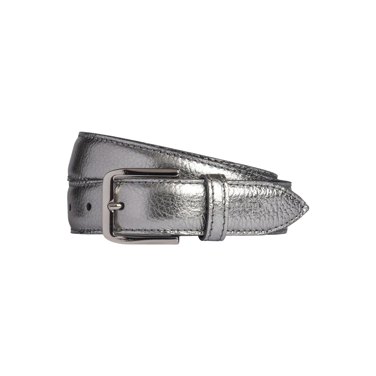 RB4023AY | Cintura Donna Made in Italy in Vera Pelle grana Dollaro. Fibbia in finitura Argento Lucido. Colore Canna di Fucile. Dimensioni: cm 115 x 3,0 x 0,5 (giro vita cm 100)