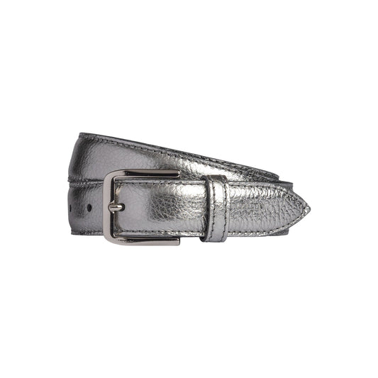 RB4023AY | Cintura Donna Made in Italy in Vera Pelle grana Dollaro. Fibbia in finitura Argento Lucido. Colore Canna di Fucile. Dimensioni: cm 115 x 3,0 x 0,5 (giro vita cm 100)