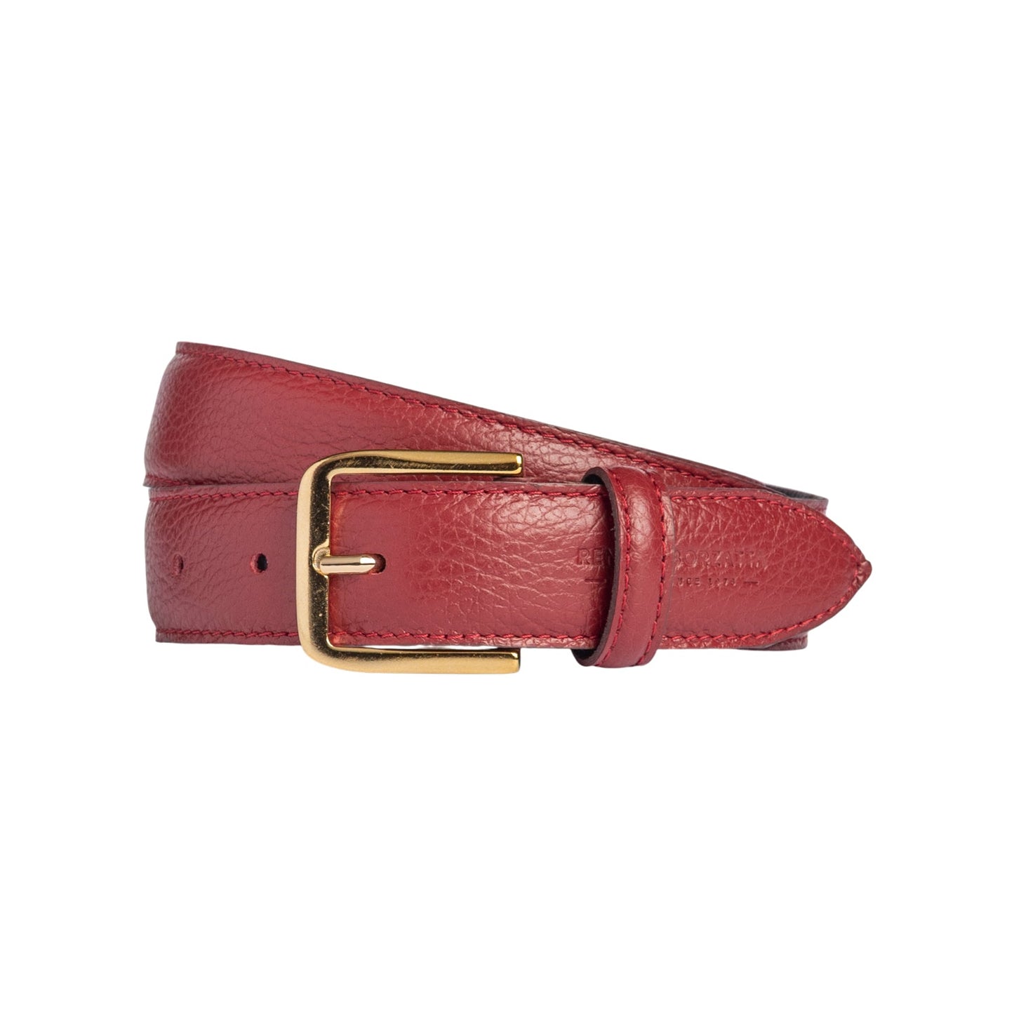 RB4023Q | Cintura Donna Made in Italy in Vera Pelle grana Dollaro. Fibbia in finitura Oro Lucido. Colore Rubino. Dimensioni: cm 115 x 3,0 x 0,5 (giro vita cm 100)