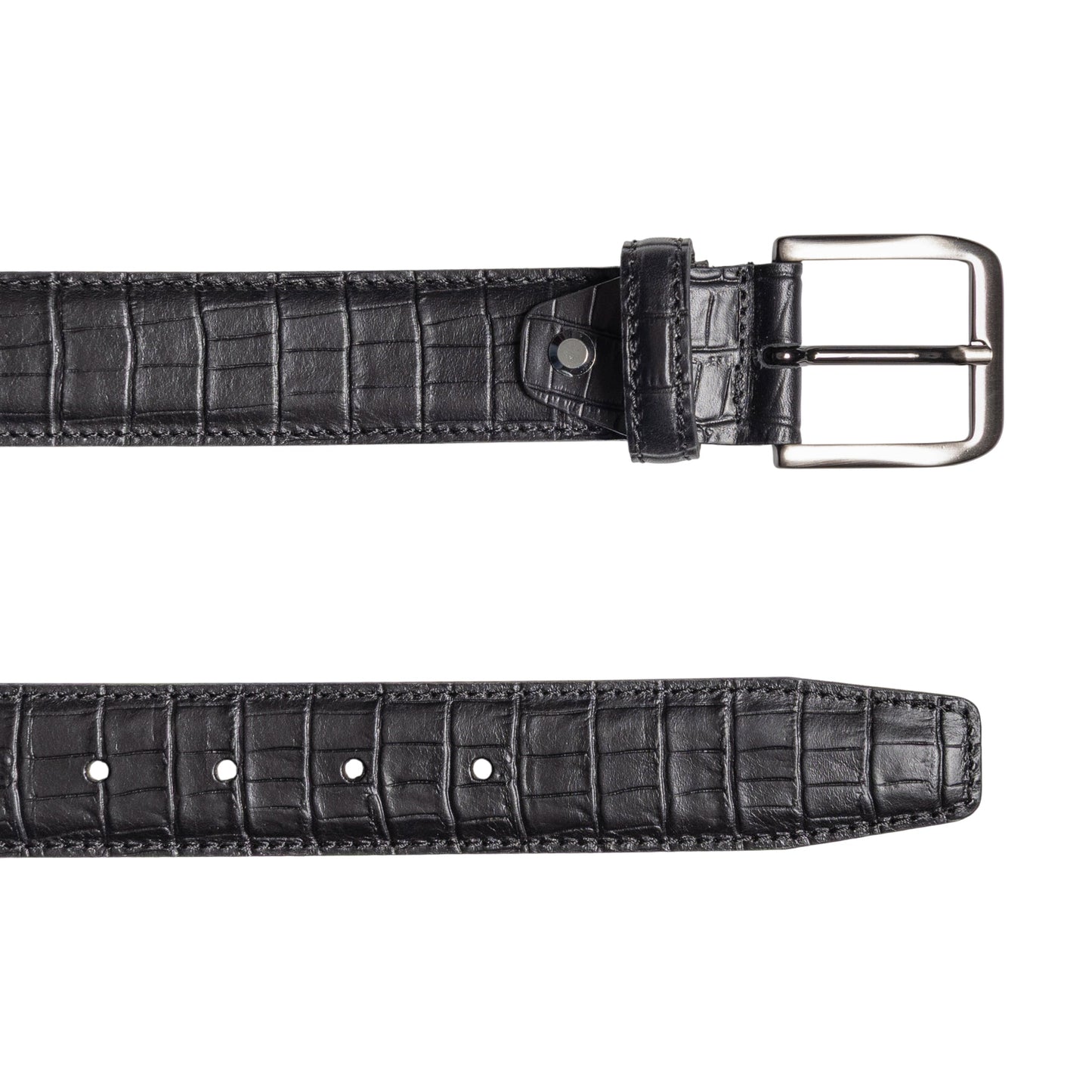 RB4024A | Cintura Uomo Made in Italy in Vera Pelle Pieno Fiore stampata Cocco. Fibbia in finitura Canna di Fucile Satinato. Colore Nero. Dimensioni: cm 125 x 3,5 x 0,5 (giro vita cm 110)
