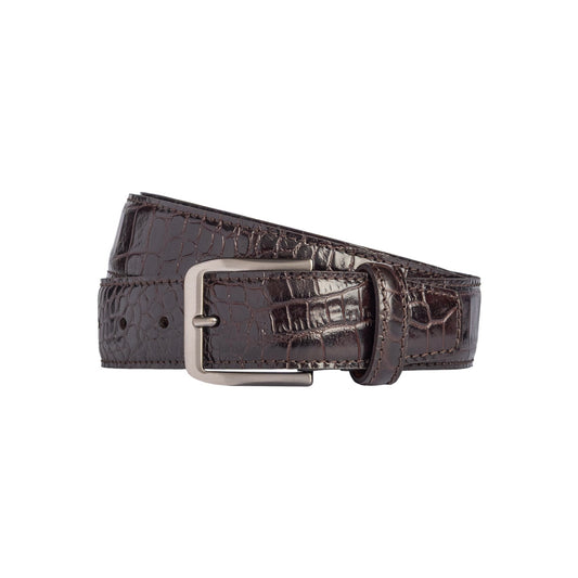 RB4024B | Cintura Uomo Made in Italy in Vera Pelle Pieno Fiore stampata Cocco. Fibbia in finitura Canna di Fucile Satinato. Colore Testa Moro. Dimensioni: cm 125 x 3,5 x 0,5 (giro vita cm 110)