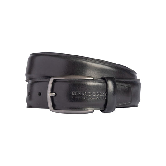 RB4025A | Cintura Uomo Made in Italy in Vero Cuoio Conciato al Vegetale. Fibbia in finitura Canna di Fucile Satinato. Colore Nero. Dimensioni: cm 125 x 3,5 x 0,5 (giro vita cm 110)