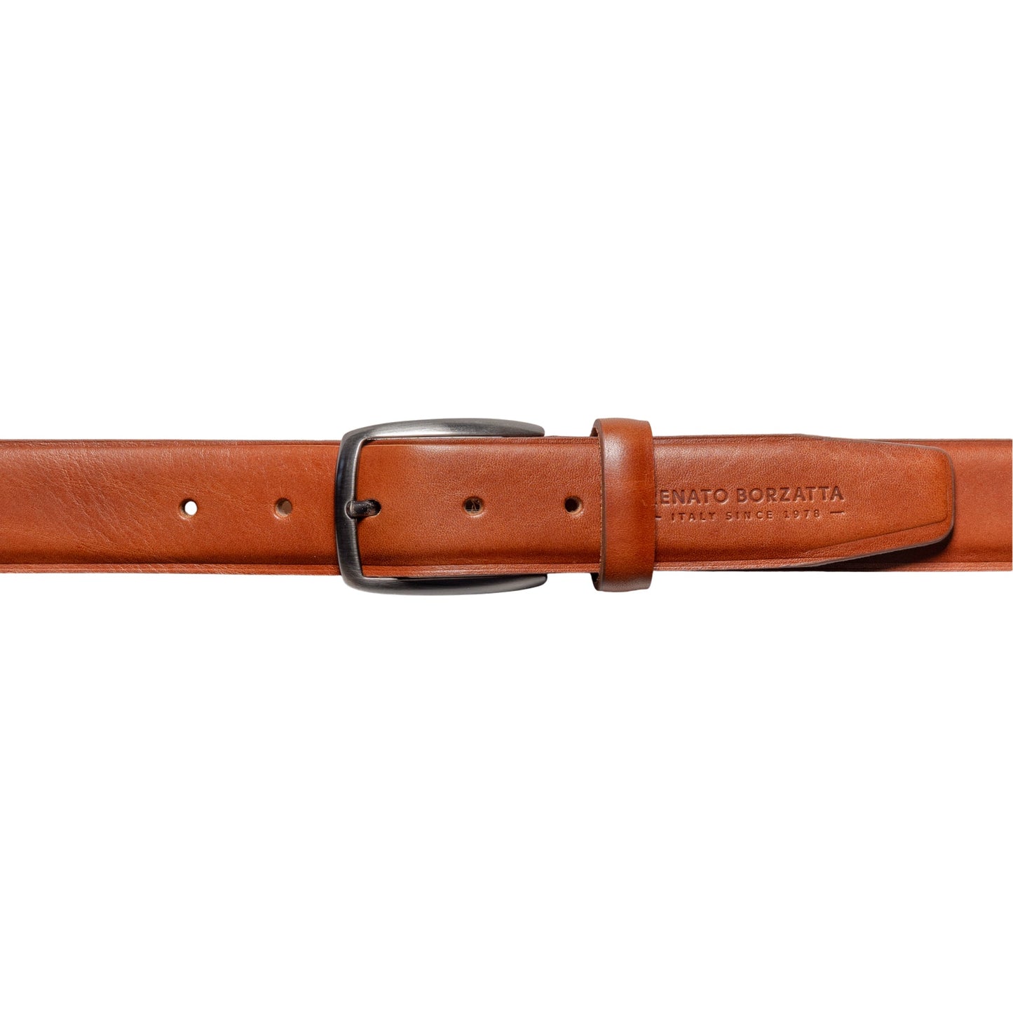 RB4025S | Cintura Uomo Made in Italy in Vero Cuoio Conciato al Vegetale. Fibbia in finitura Canna di Fucile Satinato. Colore Cognac. Dimensioni: cm 125 x 3,5 x 0,5 (giro vita cm 110)