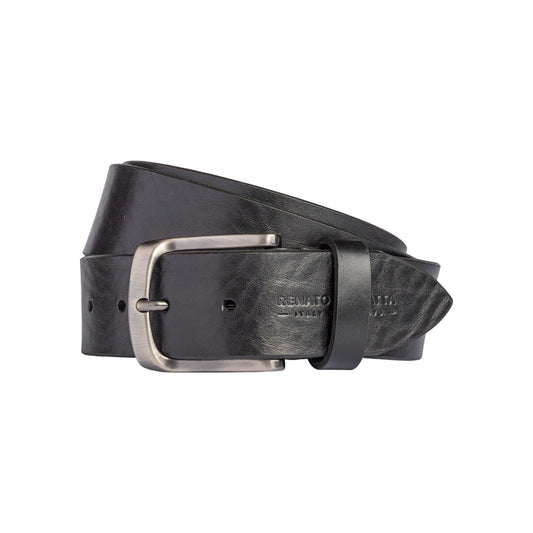 RB4027A | Cintura Uomo Made in Italy in Vero Cuoio Conciato al Vegetale. Fibbia in finitura Canna di Fucile Satinato. Colore Nero. Dimensioni: cm 125 x 4,0 x 0,5 (giro vita cm 110)