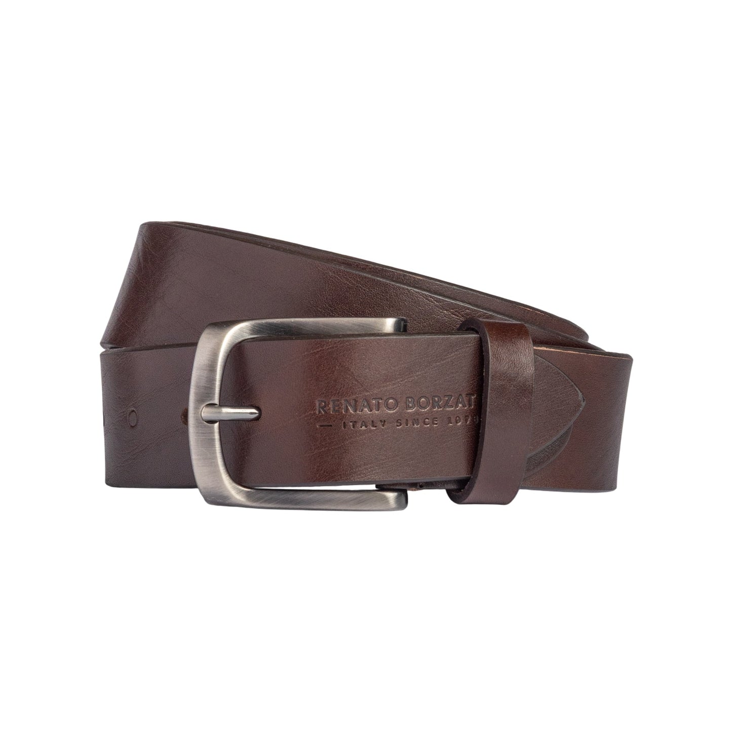 RB4027B | Cintura Uomo Made in Italy in Vero Cuoio Conciato al Vegetale. Fibbia in finitura Canna di Fucile Satinato. Colore Testa Moro. Dimensioni: cm 125 x 4,0 x 0,5 (giro vita cm 110)