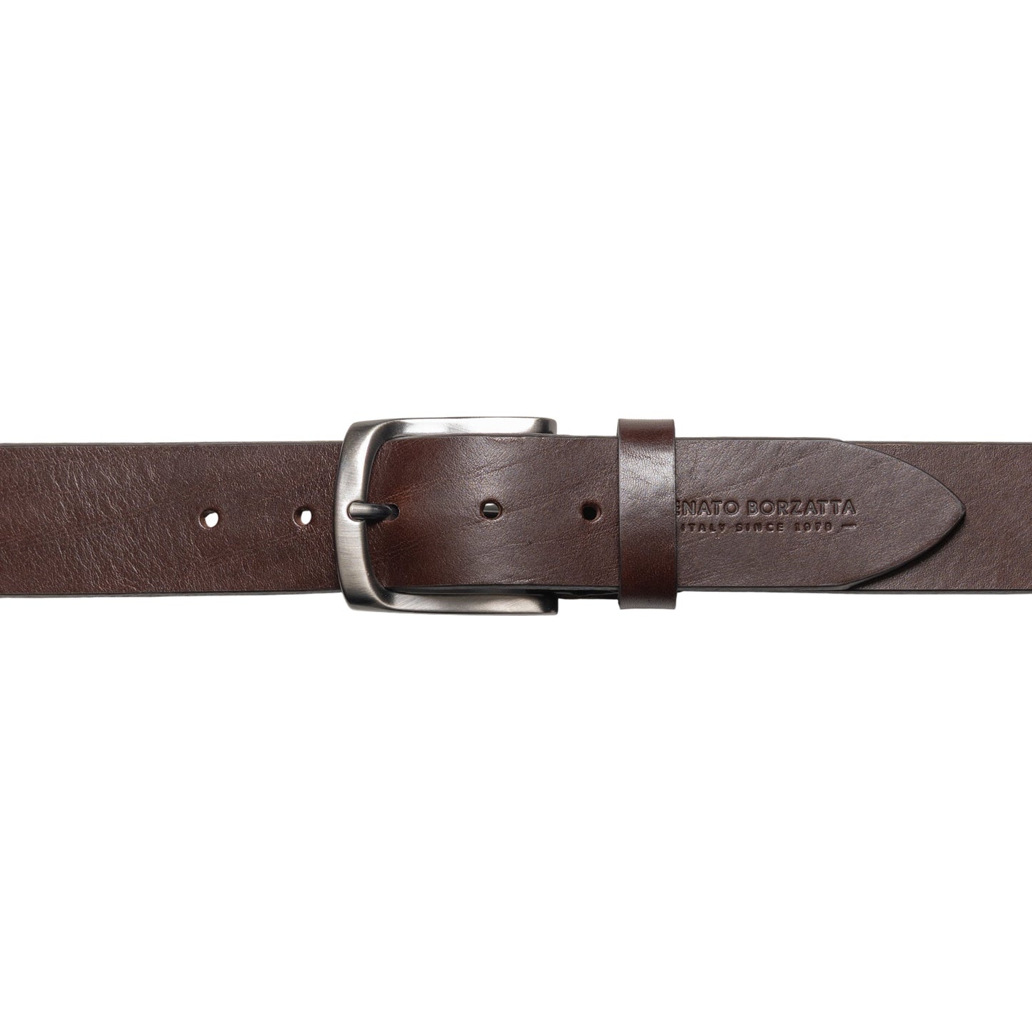RB4027B | Cintura Uomo Made in Italy in Vero Cuoio Conciato al Vegetale. Fibbia in finitura Canna di Fucile Satinato. Colore Testa Moro. Dimensioni: cm 125 x 4,0 x 0,5 (giro vita cm 110)