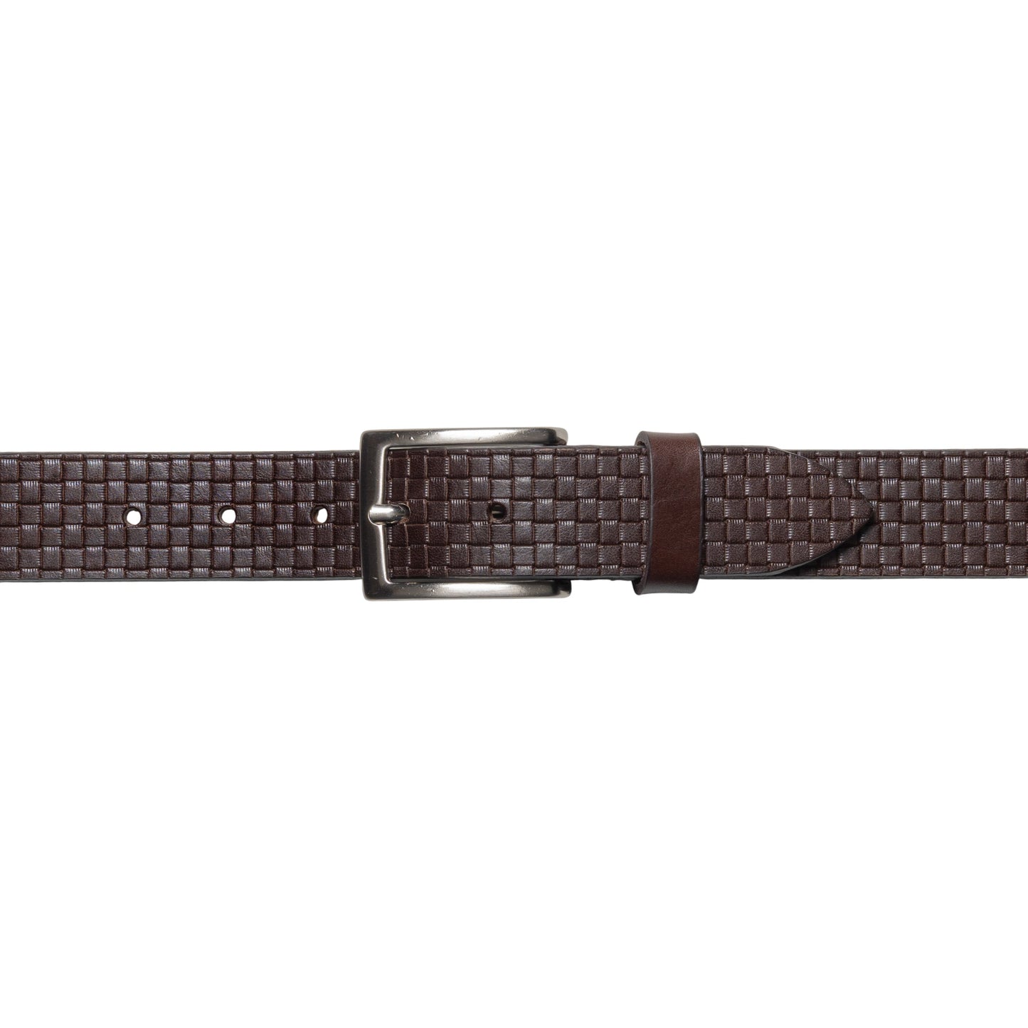 RB4028B | Cintura Uomo con Stampa Allover Made in Italy in Vero Cuoio Conciato al Vegetale. Fibbia in finitura Argento Satinato. Colore Testa Moro. Dimensioni: cm 125 x 3,5 x 0,5 (giro vita cm 110)