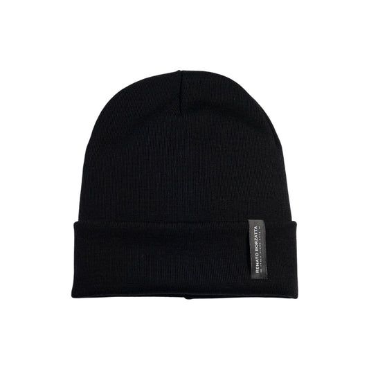 RB5005A  | Berretto Unisex in Maglia Rasata Tubolare CIMONE Misto Lana Made in Italy. Colore Nero. Taglia Unica