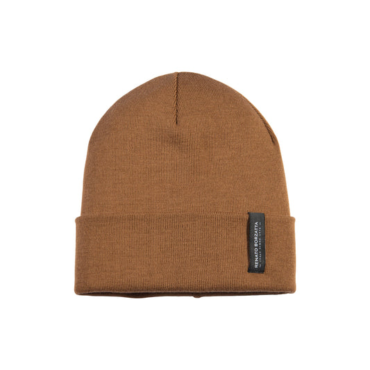 RB5005S | Berretto Unisex in Maglia Rasata Tubolare CIMONE Misto Lana Made in Italy. Colore Cognac. Taglia Unica